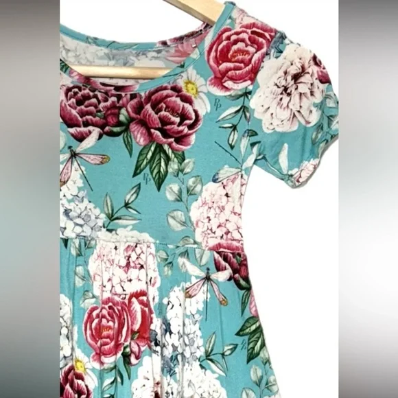 Posh Peanut Blue and Pink Shorr Sleeve Sundress 5T - Picture 4 of 4